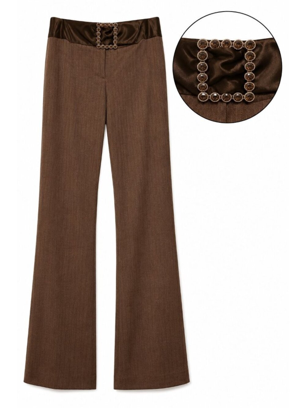 Vtg Y2K Cache Wide Leg Office Siren Big Square Satin Waist Buckle Trouser Sz 4
